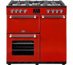 BELLING  Kensington 90G Gas Range Cooker - Red & Chrome